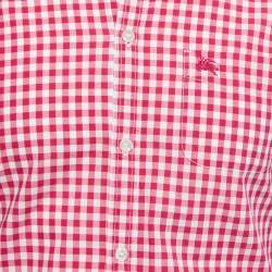 Pre Owned Burberry Brit Pink/White Checked Full Sleeve Shirt S