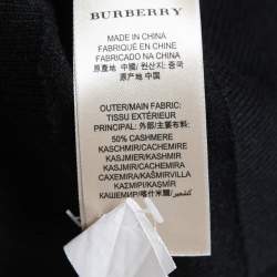 Pre Owned Burberry Brit Black Knit Horseferry Check Shoulder Detail Crew Neck Sweatshirt XS