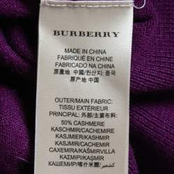 Pre Owned Burberry Brit Purple Knit Horseferry Check Shoulder Detail Crew Neck Sweatshirt S