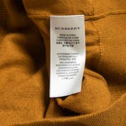 Pre Owned Burberry Brit Mustard Yellow Knit Horseferry Check Shoulder Detail Crew Neck Sweatshirt S