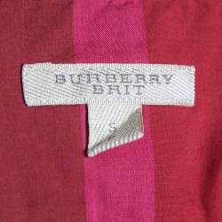 Burberry Brit Red Checked Cotton Button Front Full Sleeve Shirt S