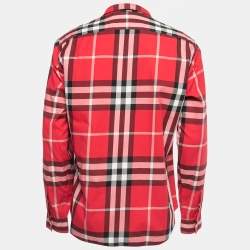 Burberry Brit Red Checked Cotton Button Front Full Sleeve Shirt L