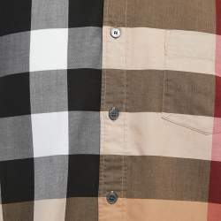 Burberry Brit Beige Checked Button Front Half Sleeve Shirt XXL