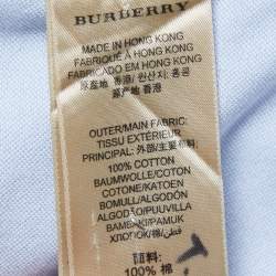 Pre Owned Burberry Brit Light Blue Cotton Button Down Half Sleeve Shirt L