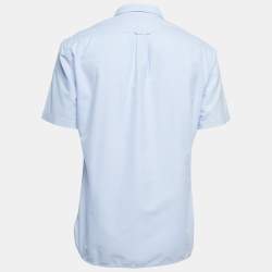 Pre Owned Burberry Brit Light Blue Cotton Button Down Half Sleeve Shirt L