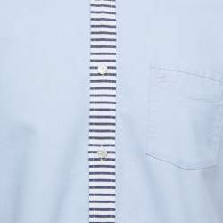 Pre Owned Burberry Brit Light Blue Cotton Button Down Half Sleeve Shirt L