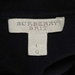 Burberry Brit Black Striped Knit Polo T-Shirt L