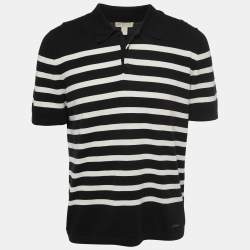 Burberry Brit Black Striped Knit Polo T-Shirt L