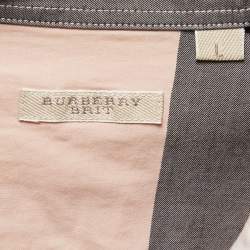 Burberry Brit Beige Checked Button Front Half Sleeve Shirt L