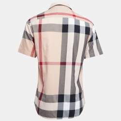 Burberry Brit Beige Checked Button Front Half Sleeve Shirt L