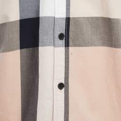 Burberry Brit Beige Checked Button Front Half Sleeve Shirt L