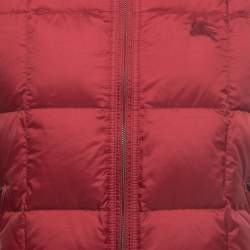 Burberry Brit Red Nylon Hooded Puffer Vest L