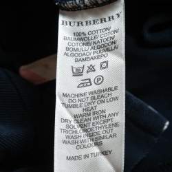 Pre Owned Burberry Brit Navy Blue Honeycomb Knit Novacheck Collar Detail Polo T-Shirt M