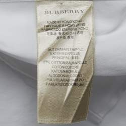 Pre Owned Burberry Brit White Logo Embroidered Cotton Button Front Full Sleeve Shirt S