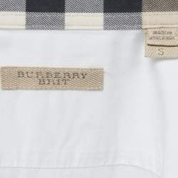 Pre Owned Burberry Brit White Logo Embroidered Cotton Button Front Full Sleeve Shirt S