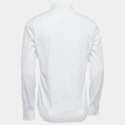 Pre Owned Burberry Brit White Logo Embroidered Cotton Button Front Full Sleeve Shirt S