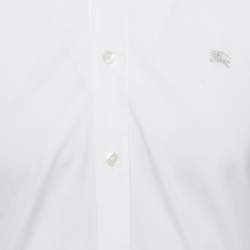 Pre Owned Burberry Brit White Logo Embroidered Cotton Button Front Full Sleeve Shirt S