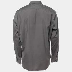 Pre Owned Burberry Brit Grey Cotton Button Front Full Sleeve Shirt XL