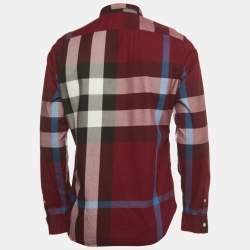 Pre Owned Burberry Brit Multicolor Plaid Cotton Button Down Full Sleeve Shirt M