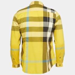 Pre Owned Burberry Brit Yellow Checked Cotton Button Front Shirt M