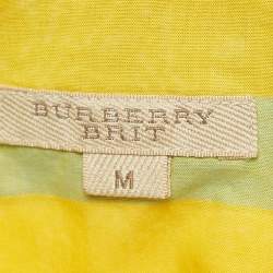 Pre Owned Burberry Brit Yellow Checked Cotton Button Front Shirt M