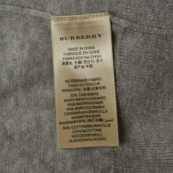 Pre Owned Burberry Brit Grey Cashmere and Cotton Check Detail Round Neck Sweater XXL