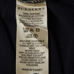 Pre Owned Burberry Brit Navy Blue Cotton Pique Checked Collar Polo T-Shirt M