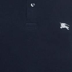 Pre Owned Burberry Brit Navy Blue Cotton Pique Checked Collar Polo T-Shirt M