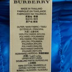 Pre Owned Burberry Brit Blue Synthetic Zip Front Quilted Vest L