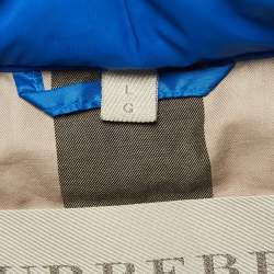 Pre Owned Burberry Brit Blue Synthetic Zip Front Quilted Vest L