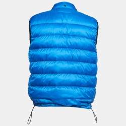 Pre Owned Burberry Brit Blue Synthetic Zip Front Quilted Vest L