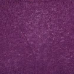 Pre Owned Burberry Brit Purple Wool & Cotton Knit Contrast Trim Sweatshirt S