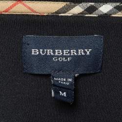Pre Owned Burberry Golf Black Cotton Zip Mock Neck Long Sleeve Sweater M