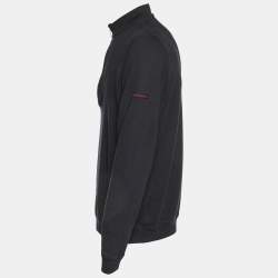 Pre Owned Burberry Golf Black Cotton Zip Mock Neck Long Sleeve Sweater M