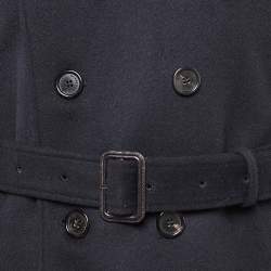 Burberry London Navy Blue Wool Blend Double Breasted Coat XL