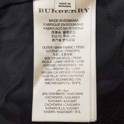 Burberry London Navy Blue Wool Blend Double Breasted Coat XL
