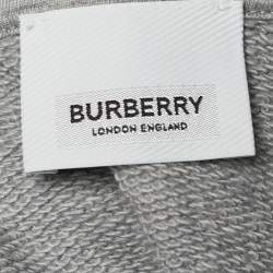 Burberry Grey Knit Monogram And Equestrian Knight Embroidery Hoodie XS