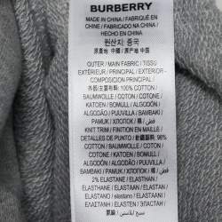 Burberry Grey Knit Monogram And Equestrian Knight Embroidery Hoodie XS