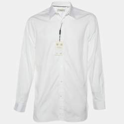 Burberry White Cotton Button Front Treyforth Shirt L