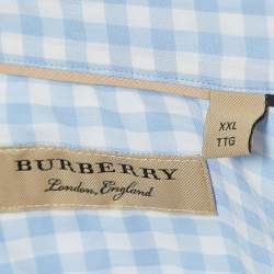 Burberry London Blue Checked Cotton Long Sleeve Shirt XXL