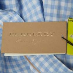 Burberry London Blue Checked Cotton Long Sleeve Shirt XXL