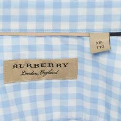 Burberry London Blue Checked Cotton Long Sleeve Shirt XXL