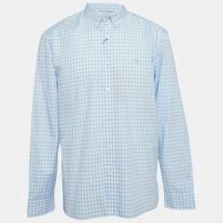 Burberry London Blue Checked Cotton Long Sleeve Shirt XXL