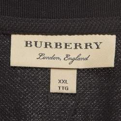 Burberry London Black Logo Embroidered Cotton Knit Polo T-Shirt XXL