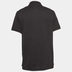 Burberry London Black Logo Embroidered Cotton Knit Polo T-Shirt XXL