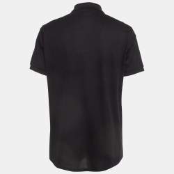 Burberry Black Logo Print Pique Cotton Polo T-Shirt M