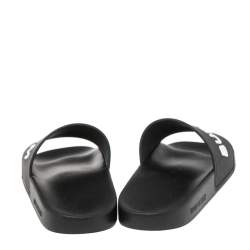 Pre Owned Burberry Black Rubber Furly Slide Flat Sandals Size 38