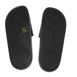 Pre Owned Burberry Black Rubber Furly Slide Flat Sandals Size 38