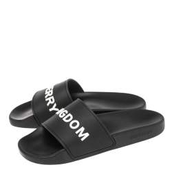 Pre Owned Burberry Black Rubber Furly Slide Flat Sandals Size 38
