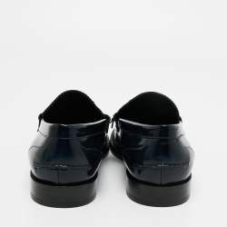 Pre Owned Burberry Blue Leather Fringe Penny Slip On Sneakers Size 45